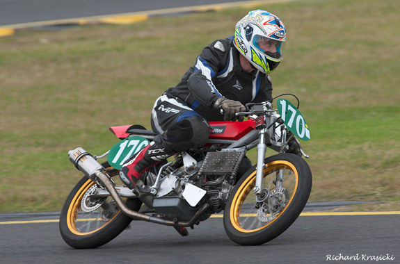 Michael Child aboard the Supermomo 197 Motolite